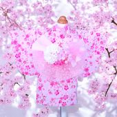 ペットの浴衣桜舞ピンク　-犬の浴衣猫の浴衣