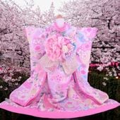 ペットの着物お引きずり大振袖咲楽-sakura-犬服のペットの着物（帯電防止裏地）