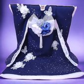 ペットの着物数量限定犬服の着物大振袖Galaxyー星に願いを（帯電防止裏地）お引きずり大振袖