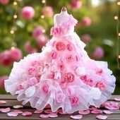 ペット服のドレスローズトワニティロングドレス　ペットのドレス犬のドレス