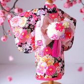 ペットの着物犬服の着物ー花咲く雅（みやび）ブラック ～桜花爛漫～
