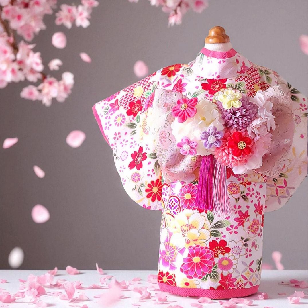 ペット用着物オンリーワンお引きずり大振袖ー花々絞り模様sister