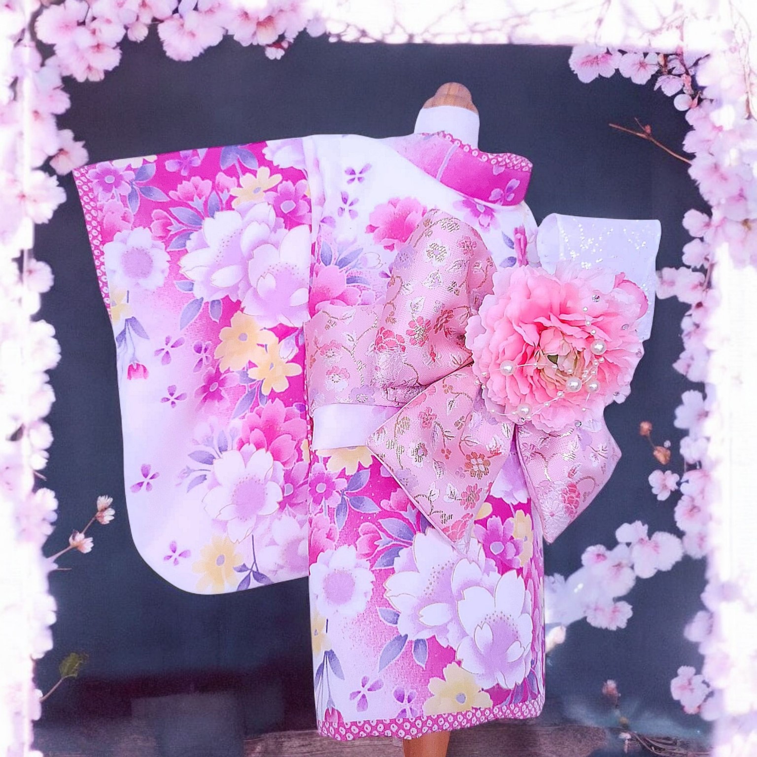 ペットの着物犬服の着物ー桜隠し | 着物 | オーダーメイドペット
