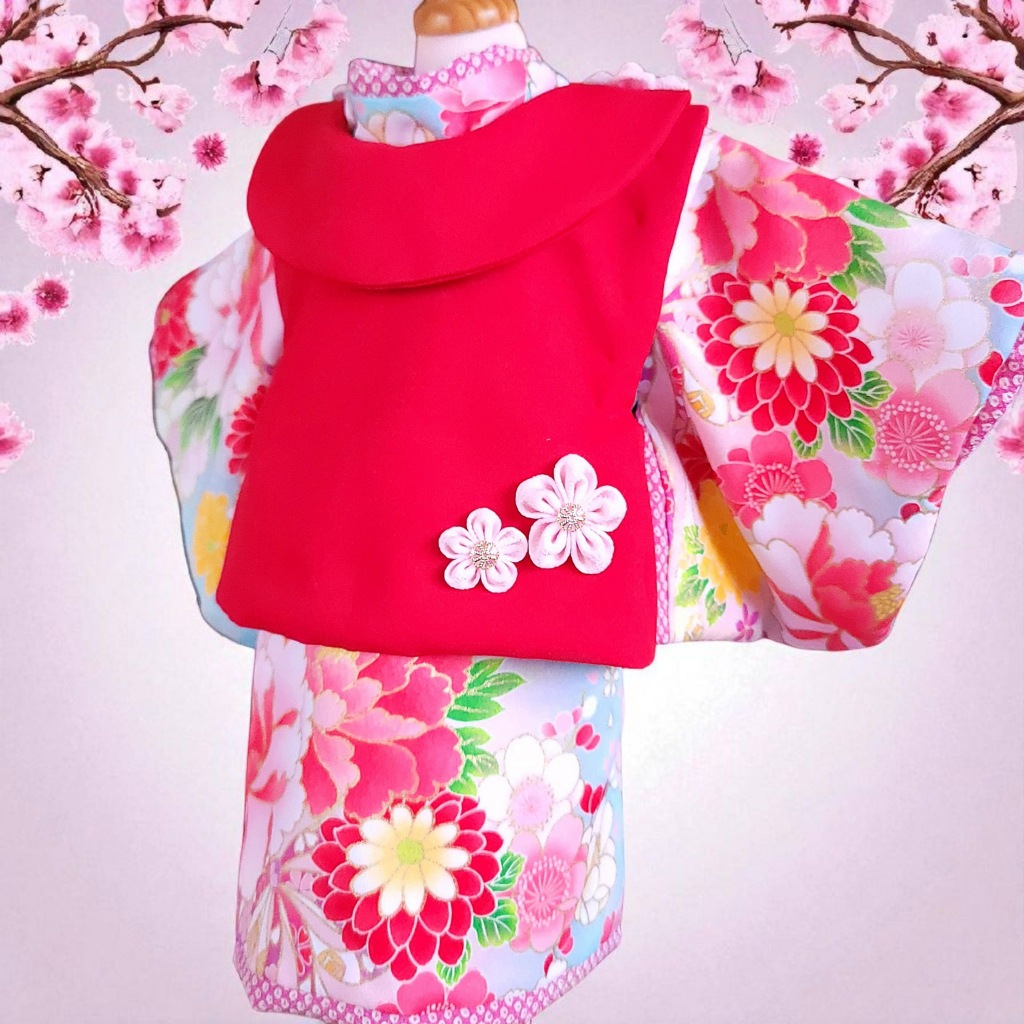 ペットの着物犬服の着物ー被布コート花梨レッド | 被布コート