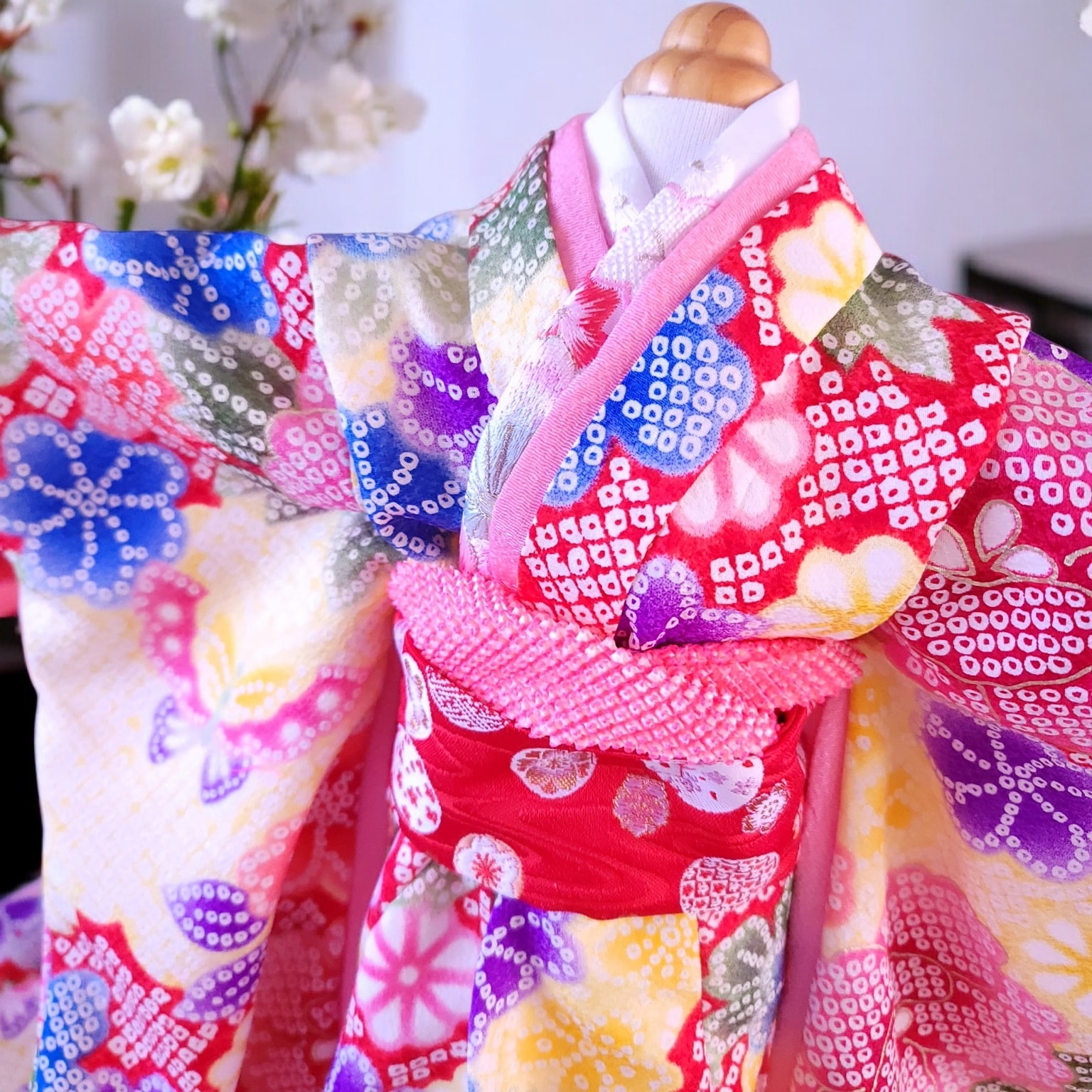 ペットの着物犬服の着物正絹（シルク）花絢大振袖お引きずり | お