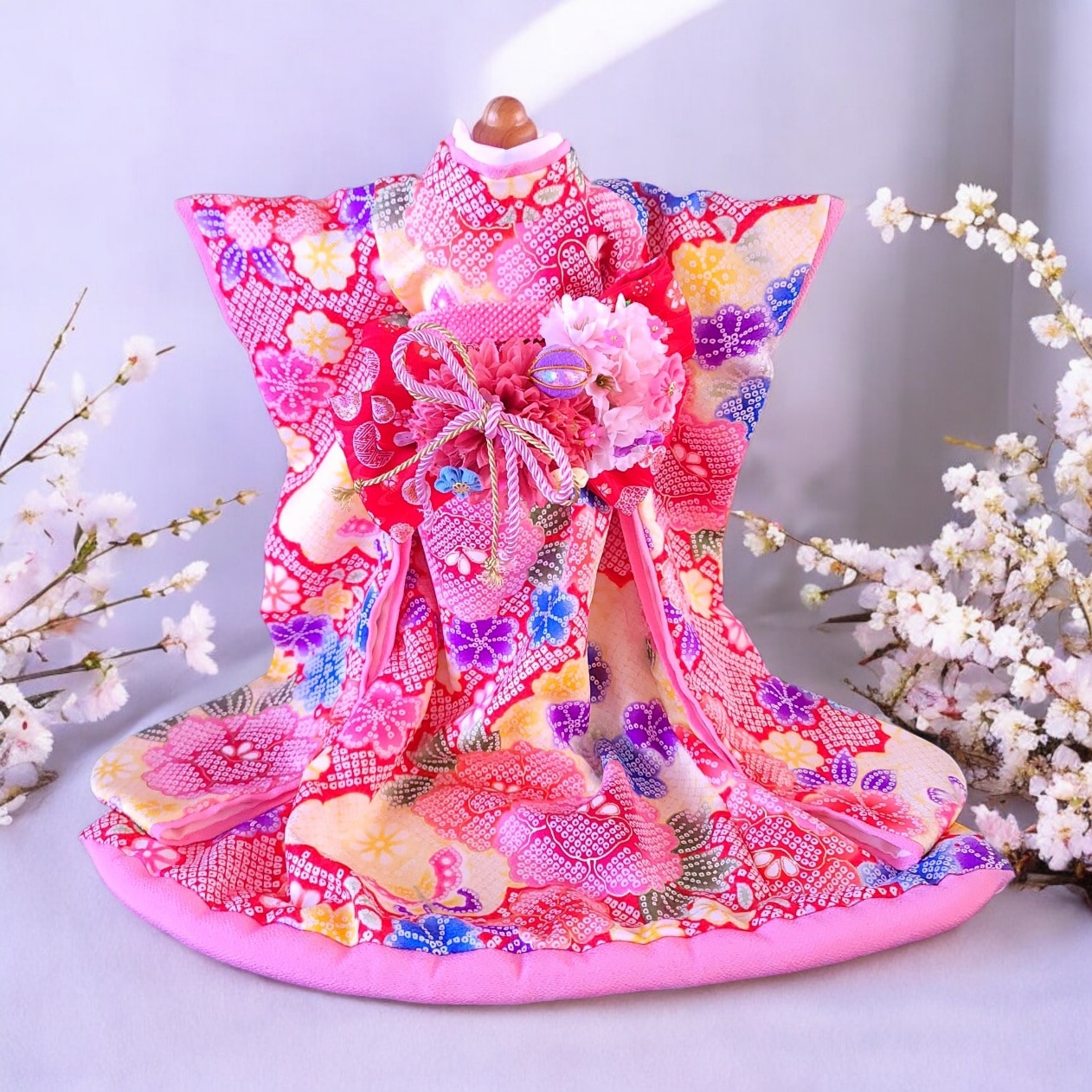 ペットの着物犬服の着物正絹（シルク）花絢大振袖お引きずり | お