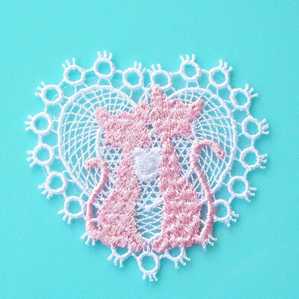 AngelicPretty カーニバルワッペン　サマーベレー 23065 レースモチーフワッペン「シルエット・2匹のねこ