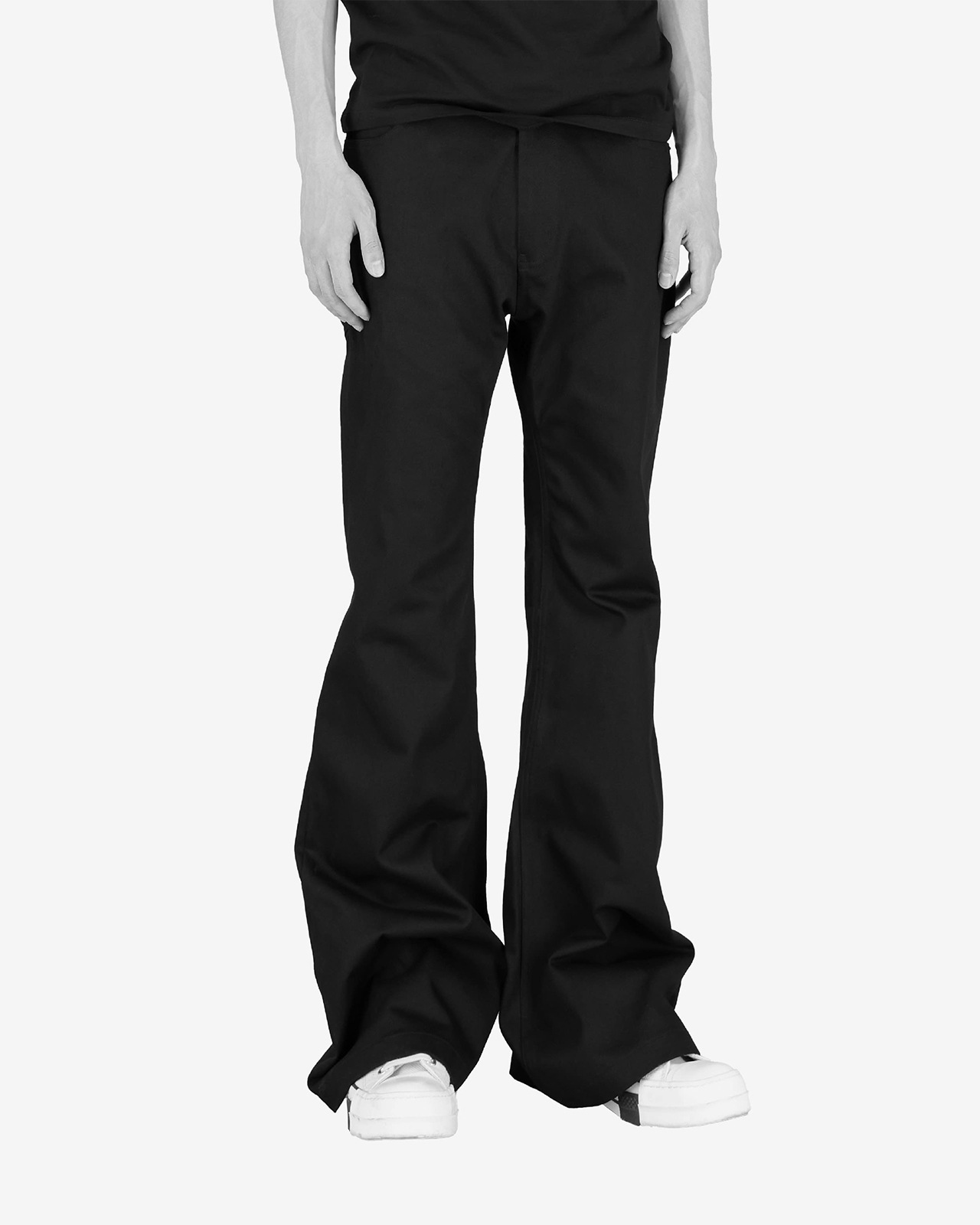 【REPINER】WAX COATED FLARE BLACK JEANS