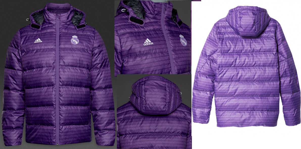 【希少・美品】レアルマドリード adidas ダウンジャケット M 紫 スペイン市場独占！16/17 レアルマドリード・オフィシャル