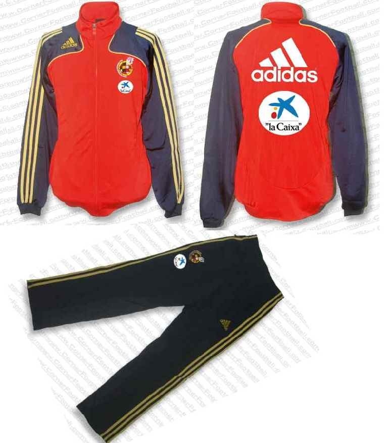 ユーロ08優勝スペイン代表選手同様のスポンサー付きトレーニングスーツ赤