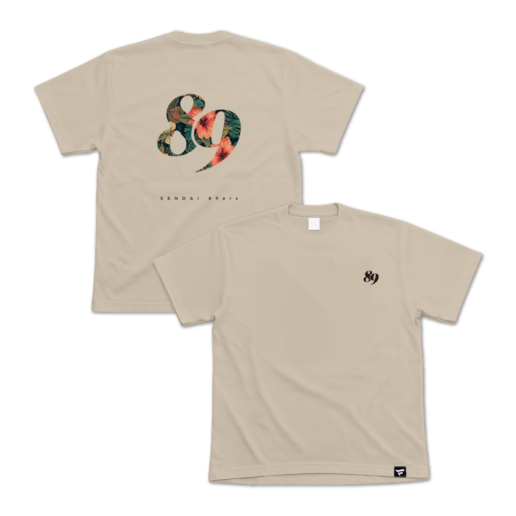 89フラワーTシャツ(ベージュ)
