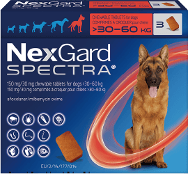 ネクスガードスペクトラ 超大型犬用 3錠入 30 60kg フィラリア ノミダニ駆除 チュアブル