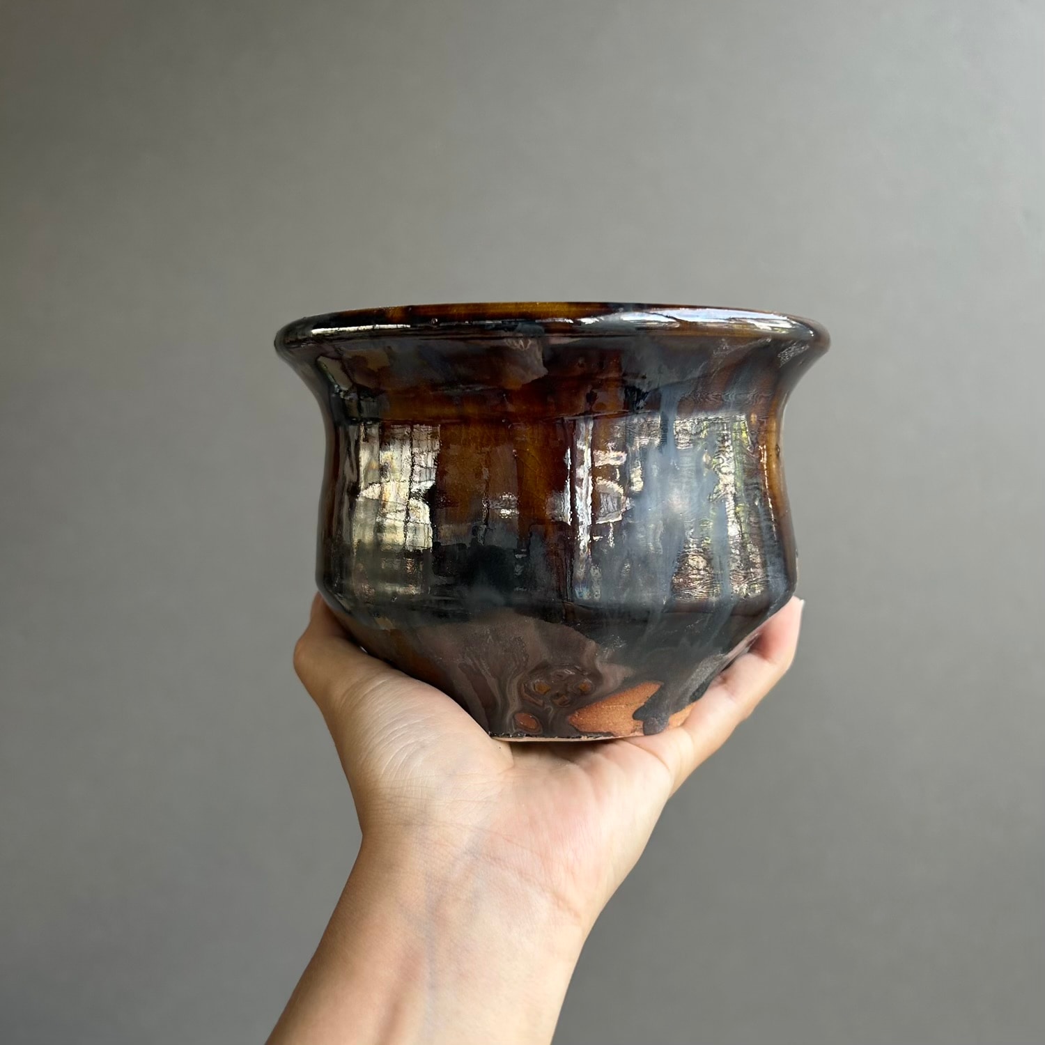 極美 瘤木 手付き大鉢 天然木 一点物 菓子鉢 花器 YON-HACHI 粋-iki- 植木鉢 S 苫米地正樹 作家鉢 萬古焼 陶器鉢