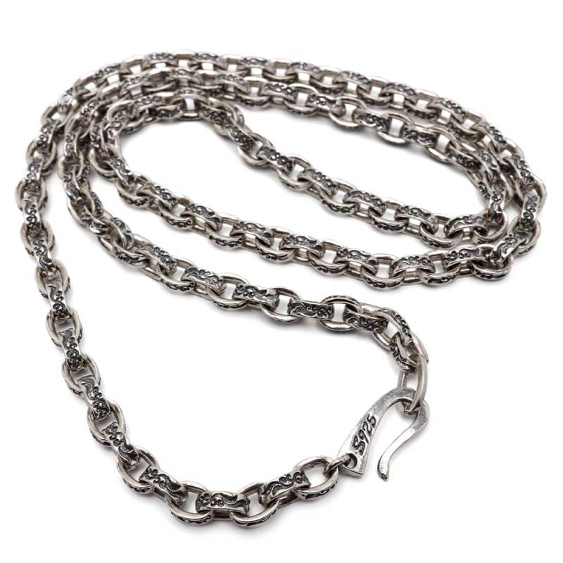 シルバー925 唐草模様 ペーパーチェーンネックレス [ns033-50cm