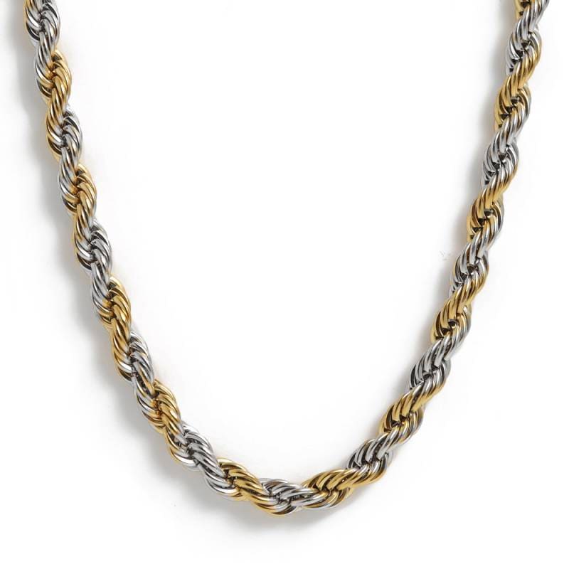 関税/送料込み【BELLGIO】キューブペンダント&ロープチェーン 極太 ロープチェーン ゴールド 18k gp[c030-rope-g8