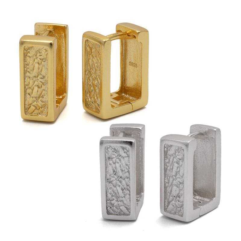 925 フープピアス 槌目 長方形 [ce189] | ピアス,シルバー925,フープ