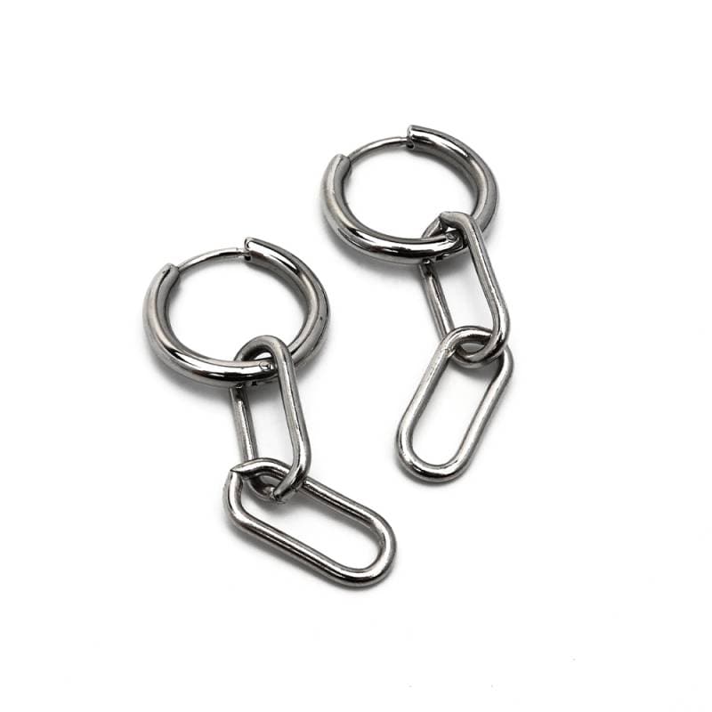 ▫︎◼︎◼︎▫︎silver×スネイクチェーン2wayピアス/aaacccu ステンレス 2連チェーンピアス [e164] | スタイルで探す,ゴシック