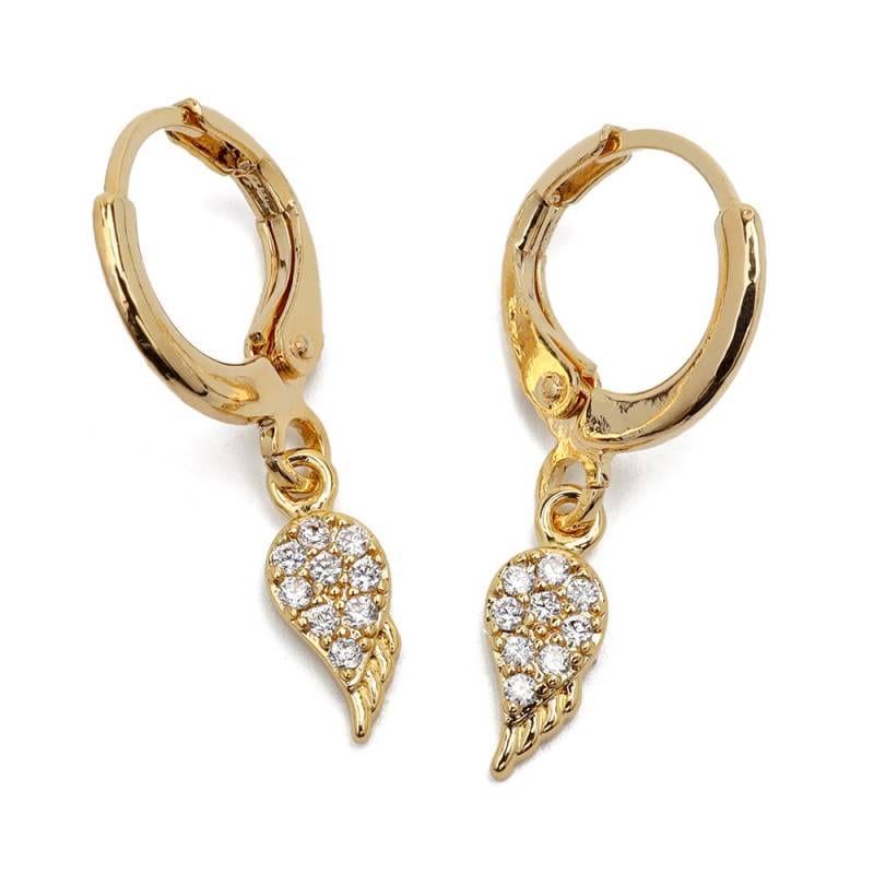 翼ピアス CZ ドロップピアス 2カラー [e067-d] | お洒落なレディース