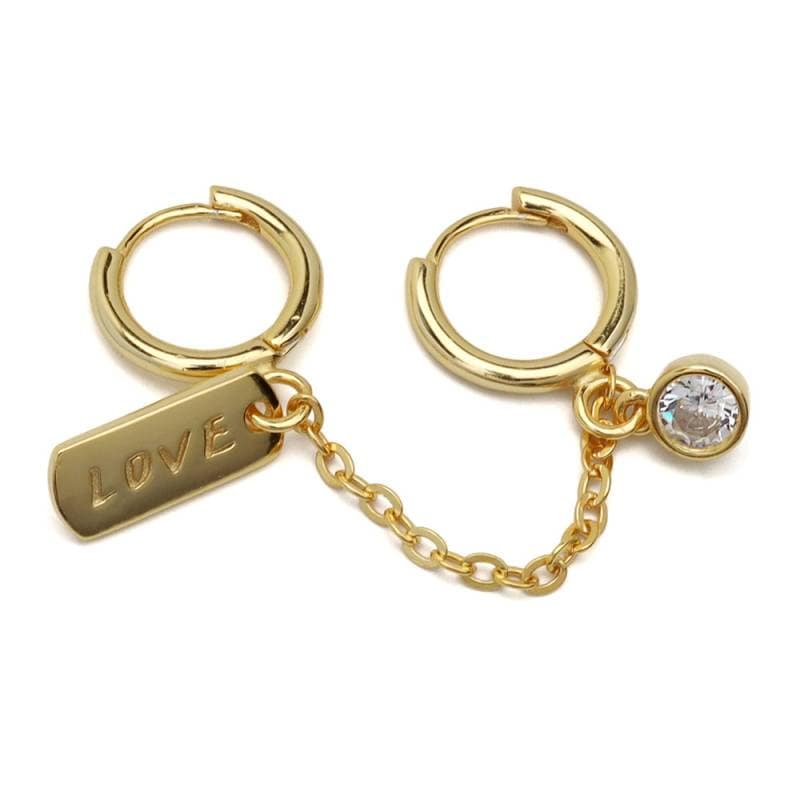 925 2連 チェーンピアス ゴールド [ce087-gold] | ピアス,シルバー925