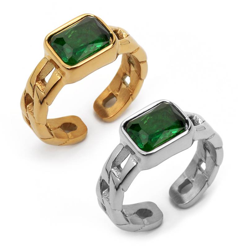 ステンレス グリーンストーンリング [r378-green] | スタイルで探す