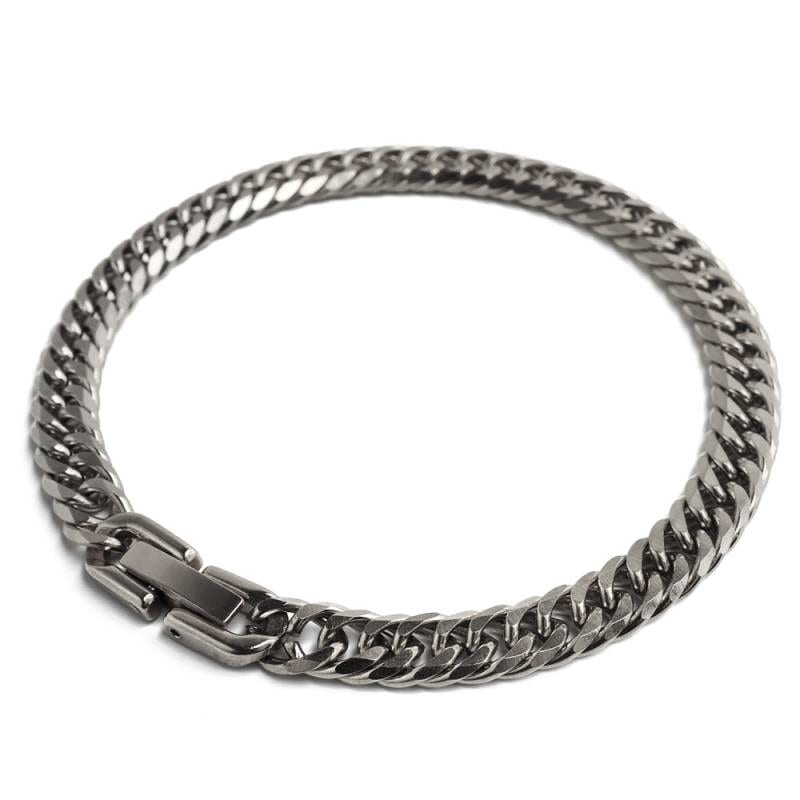 ステンレス 細めのダブル喜平ブレスレット シルバータイプ 幅6mm 2