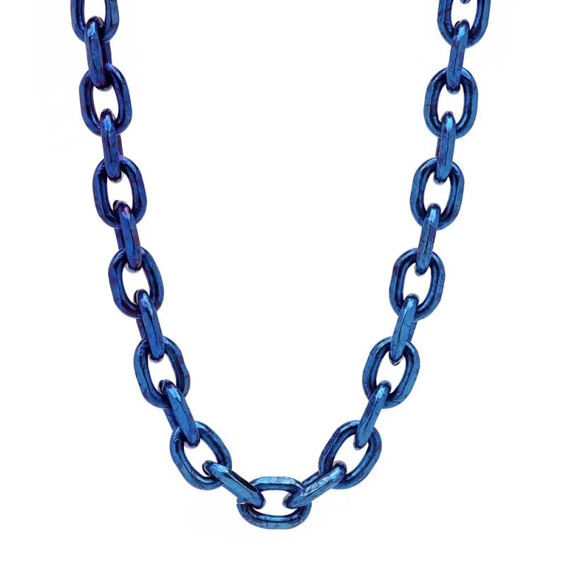 crown　ブルーネックレス　50センチ5ミリ チタン 小豆チェーンネックレス幅5mm青 [tc001-blue-5mm] | ネックレス