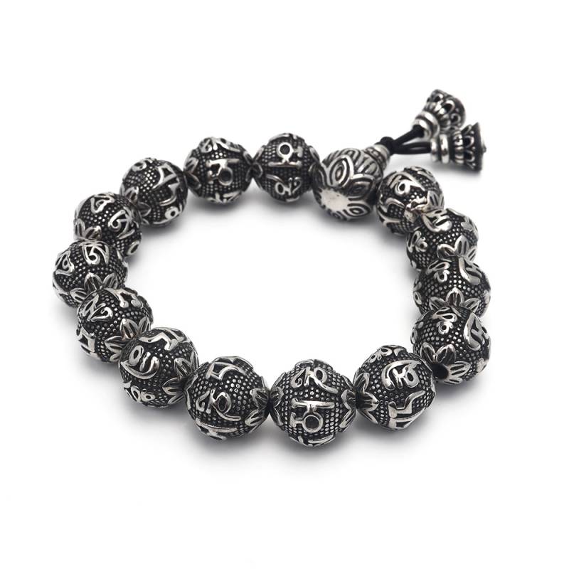 ステンレス 梵字 数珠ブレスレット [b581-13mm] | ブレスレット