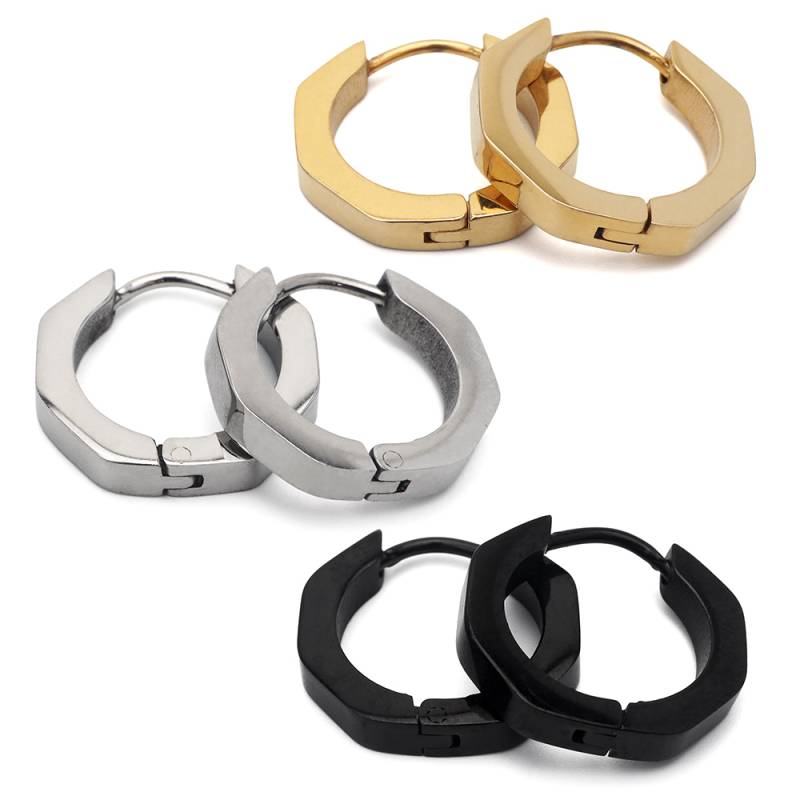 ステンレス フープピアス 八角形 [e206] | ピアス,ステンレス,フープ