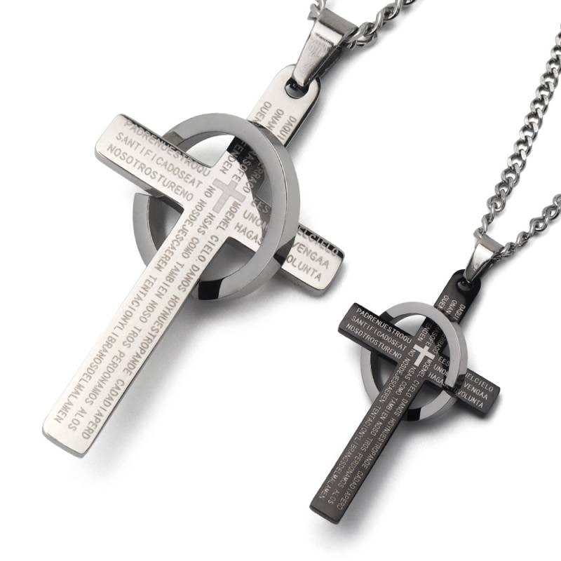 ステンレス クロス リング ネックレス [n636] | ネックレス,ステンレス