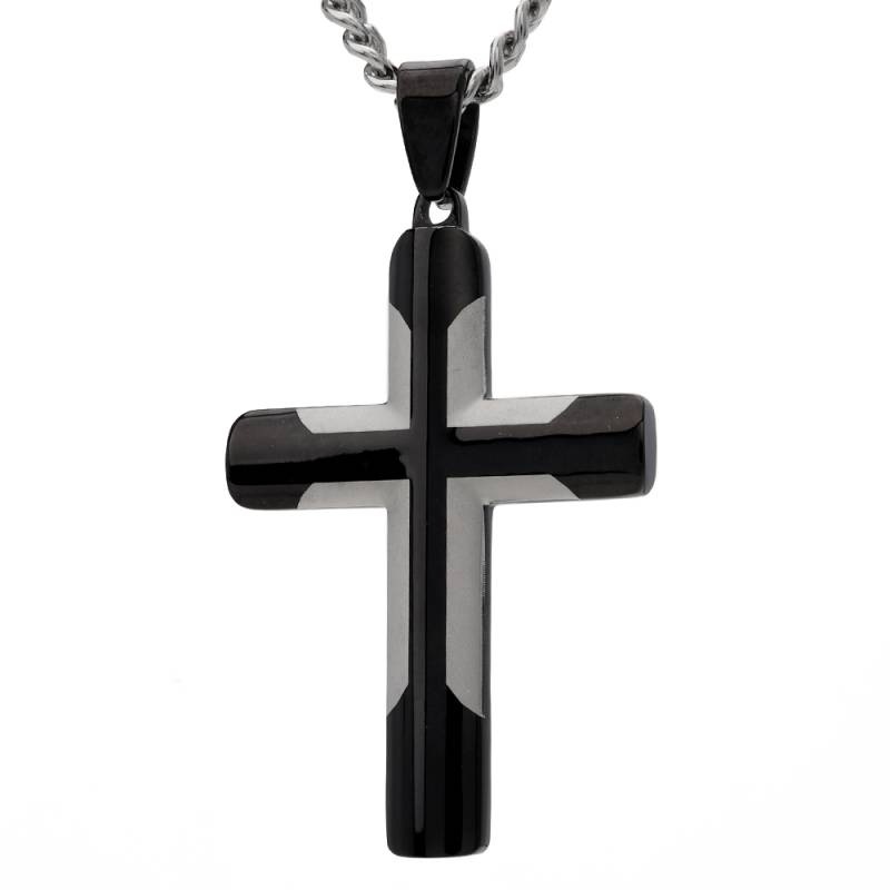 ステンレス クロスネックレス [n737-black] | ネックレス,ステンレス