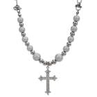 ステンレス クロス パールネックレス [n761]