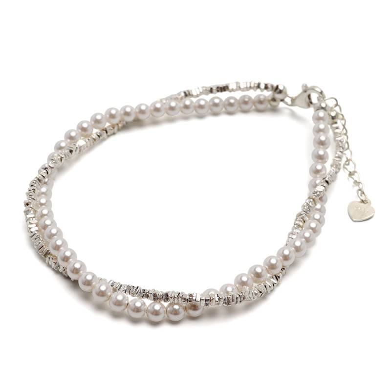 極美品✨e.m. ブレスレット シルバー925　パール　シルバー シルバー925 パールブレスレット 2連 [cb122] | ブレスレット,シルバー