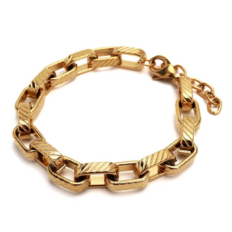 ステンレス チェーンブレスレット コイン風 [b743-gold