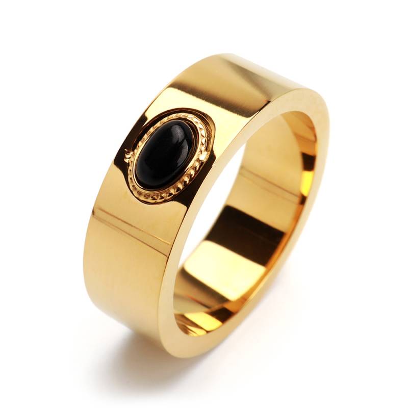 ステンレス オニキスリング ゴールド [r533-gold] | リング,ステンレス