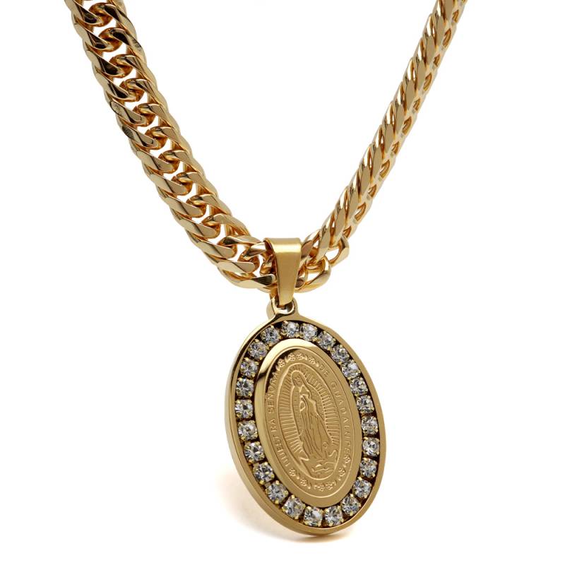 ステンレス マリアネックレス コイン [nc055-gold-n949-n348-7mm