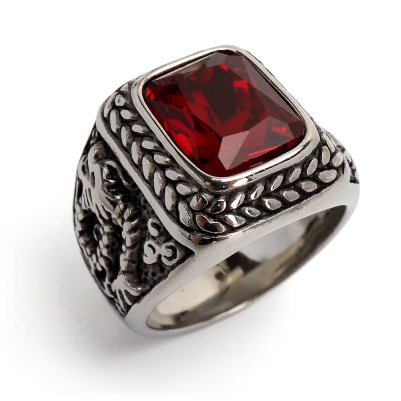 ステンレス カレッジリング ドラゴン [r556-red] | リング,ステンレス