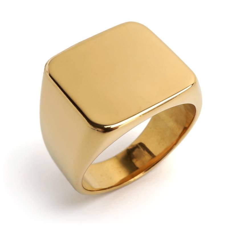 ステンレス 特大印台リング スクエア [r568-gold] | リング,ステンレス