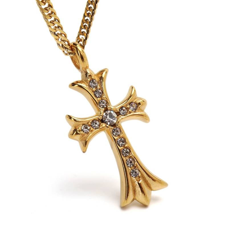 ステンレス クロスネックレス ゴールド [n980-gold-n514-3mm
