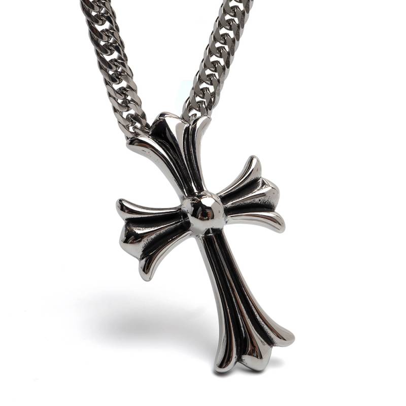 ステンレス 大ぶり クロスネックレス [nc073-n819-n348-7mm