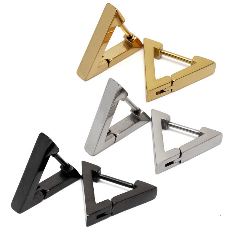CARERING 701 TRIANGLE シルバー 三角形フープピアス ステンレス 三角フープピアス 3色 [e437] | ピアス,ステンレス