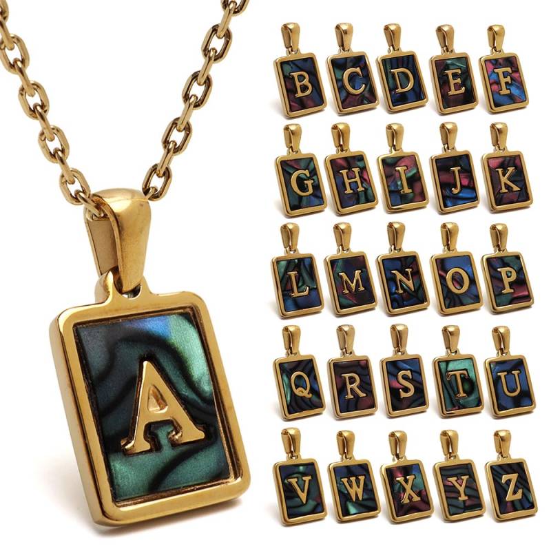 【日本未入荷】14KGF イニシャルスターネックレス★ハンドメイド ステンレス スクエア イニシャルネックレス [n1044