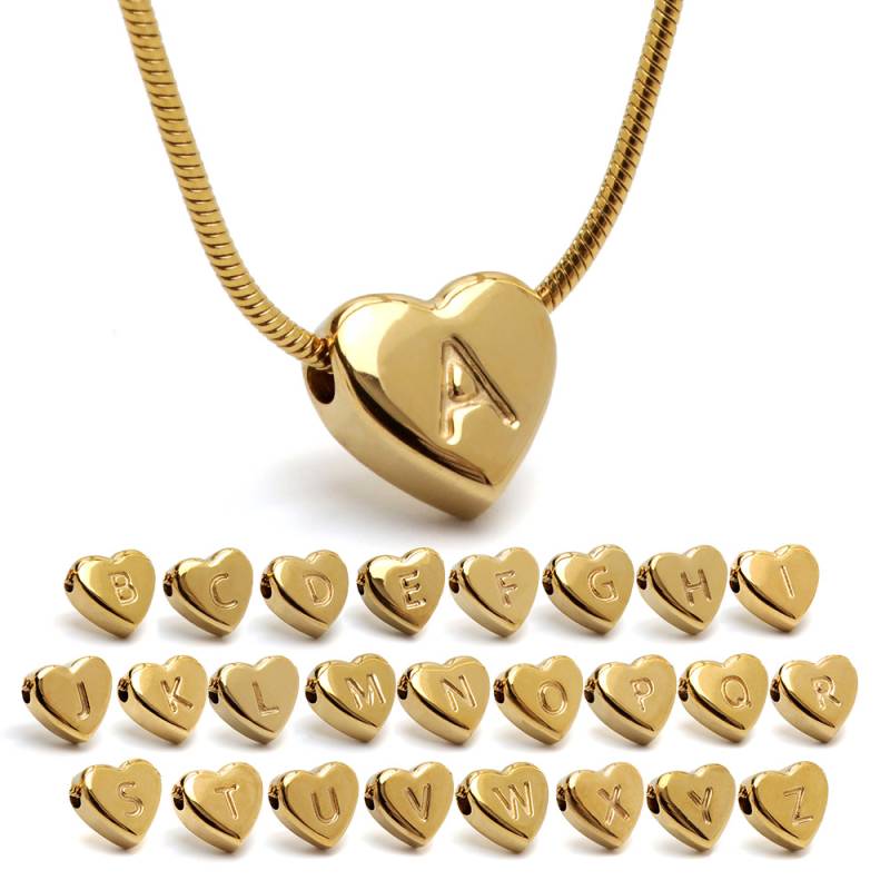 ステンレス ハート イニシャルネックレス [n1054-gold] | ネックレス