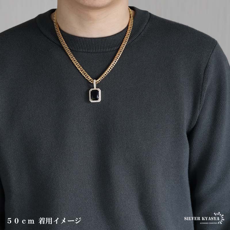 ステンレス 大粒ストーンのブリンブリンネックレス 2色 50cm 60cm