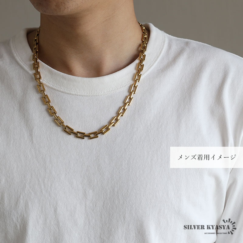 ステンレス チェーンネックレス プレート [n886-gold] | お洒落