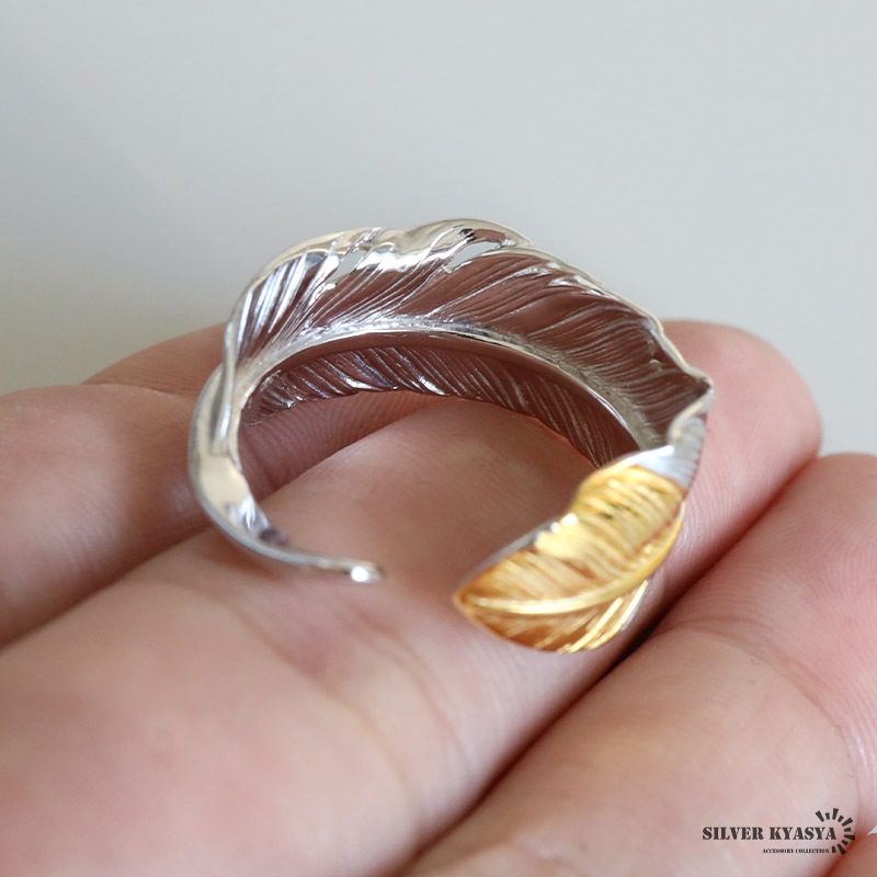 silver KYASYAシルバー925 フェザーリング メンズ レディース シンプル リング フェザー シルバー925 先金がアクセント！繊細な作り込みのフェザーリング