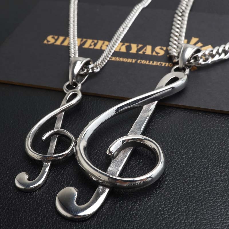 ステンレス ト音記号をモチーフにデザインしたネックレス。 2サイズ