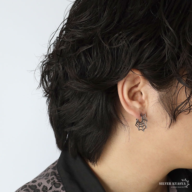 ステンレス 蜘蛛の巣ピアス [e181] | ピアス,ステンレス,スタッド