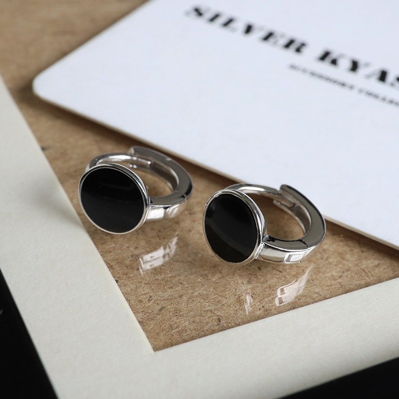 シルバー925 ブラックフープピアス [ce432] | お洒落なレディース