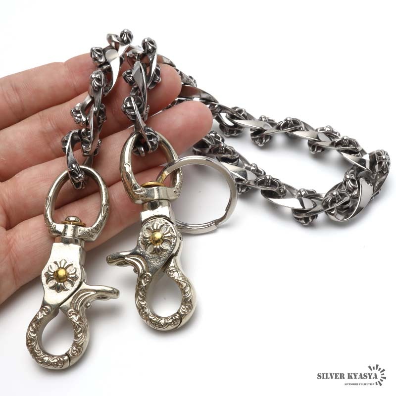 煌びやかな蝶々が手元を華やかに♪【CHANEL】25A ブレスレット ステンレス クロス装飾のウォレットチェーン [wc058