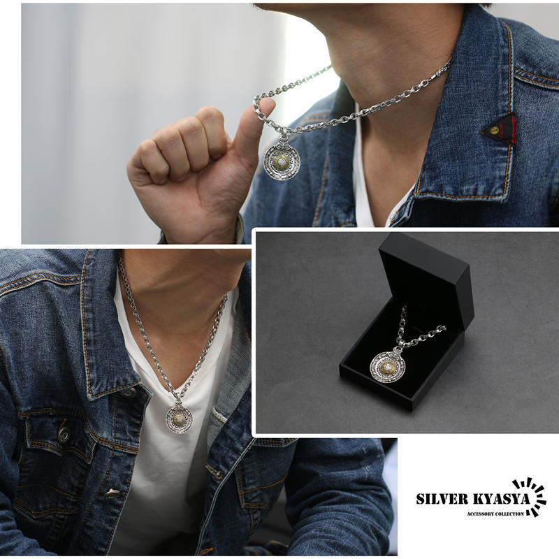 17★遺品整理★ネックレス★カフス★ブローチなど ステンレス 大ぶり クロスネックレス [nc073-n819-n348-7mm